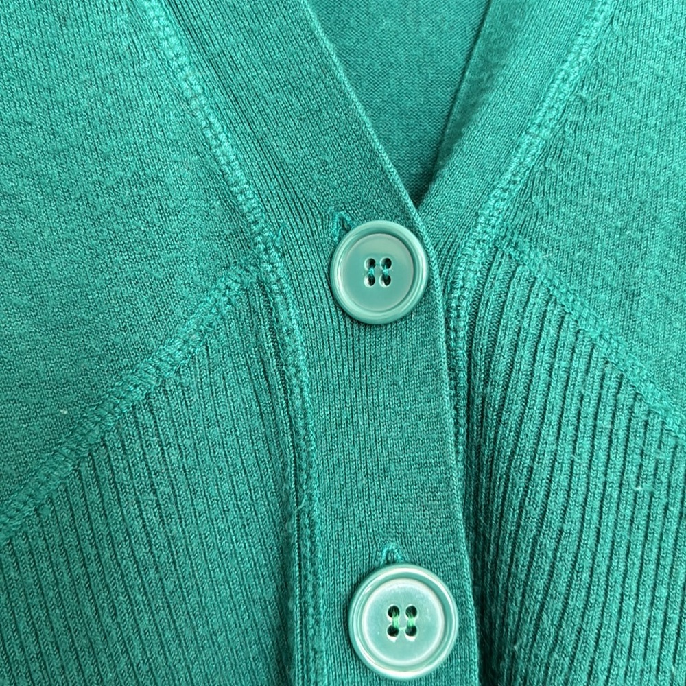Express Fitted Small Green Button-Up Cardigan - Picture 3 of 6